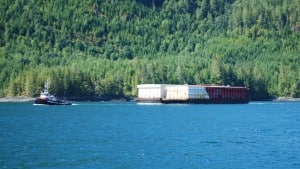 A tug and double-wide tow at Dent Rapids.