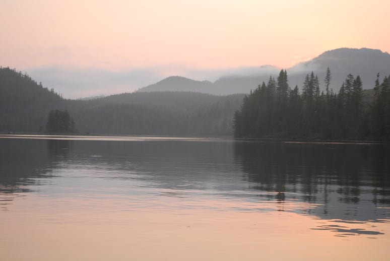 Early morning light at Blind Channel as we pulled out, heading for Port McNeill. The calm waters and wonderful light are good reasons to drag yourself out of a warm bed and onto the water.